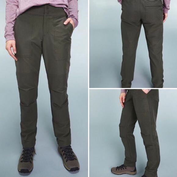 REI Screeline Tech Pants Hiking Womens Sz 14 P Green Brown Stretch Jogger $85 - Picture 3 of 16